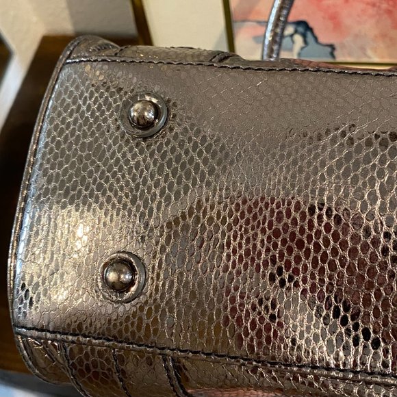 Botkier Jackie Pewter Snake Satchel Metallic Brand - Picture 6 of 15